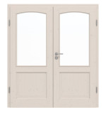 Frontansicht von Doppelflügeltür TE-28 Fichte astig weiß pigmentiert lackiert Massivholz mit Zarge