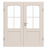 Frontansicht von Doppelflügeltür TE-29 Fichte astig weiß pigmentiert lackiert Massivholz mit Zarge