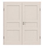 Frontansicht von Doppelflügeltür TE-3 Fichte astig weiß pigmentiert lackiert Massivholz mit Zarge