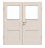 Frontansicht von Doppelflügeltür TE-38 Fichte astig weiß pigmentiert lackiert Massivholz mit Zarge