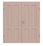Frontansicht von Doppelflügeltür TE-4 Kiefer astarm Massivholz mit Zarge