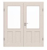 Frontansicht von Doppelflügeltür TE-40 Fichte astig weiß pigmentiert lackiert Massivholz mit Zarge
