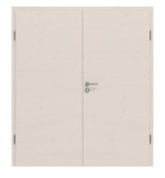 Frontansicht von Doppelflügeltür TG-1 quer Fichte astig weiß pigmentiert Massivholz mit Zarge