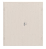 Frontansicht von Doppelflügeltür TG-1 Fichte astig weiß pigmentiert Massivholz mit Zarge