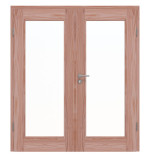 Frontansicht von Doppelflügeltür TM-12 Lärche Massivholz mit Zarge