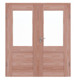 Frontansicht von Doppelflügeltür TM-16 Lärche Massivholz mit Zarge