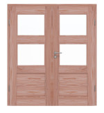 Frontansicht von Doppelflügeltür TM-32 Lärche Massivholz mit Zarge