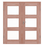 Frontansicht von Doppelflügeltür TM-33 Lärche Massivholz mit Zarge
