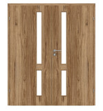 Frontansicht von Doppelflügeltür Zano M3 Honig Catania Dekorfolie inkl. Lichtausschnitt und Zarge