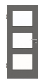 Frontansicht von Huga Innentür Hygge grau RAL 7037 Duradecor Basic mit Lichtausschnitt LA 11