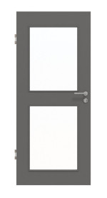 Frontansicht von Huga Innentür Hygge grau RAL 7037 Lack Basic mit Lichtausschnitt LA-12