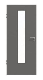 Frontansicht von Huga Innentür Hygge grau RAL 7037 Duradecor Basic mit Lichtausschnitt LA 24