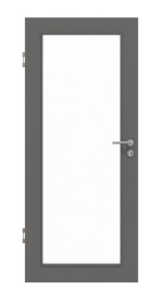 Frontansicht von Huga Innentür Hygge grau RAL 7037 Lack Basic mit Lichtausschnitt LA-27