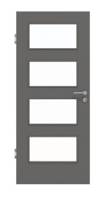 Frontansicht von Huga Innentür Hygge grau RAL 7037 Duradecor Basic mit Lichtausschnitt LA 9