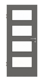 Frontansicht von Huga Innentür Hygge grau RAL 7037 Lack Basic mit Lichtausschnitt LA-9