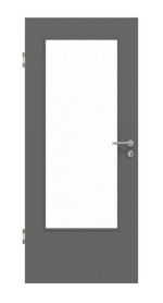 Frontansicht von Huga Innentür Hygge grau RAL 7037 Lack Basic mit Lichtausschnitt LA-DIN