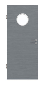Frontansicht von Strukturiert Hygge Grau LA Bullauge Basic Innentür - Huga