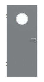 Frontansicht von Ultramatt Hygge Grau LA Bullauge Basic Innentür - Huga