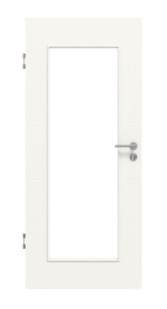 Frontansicht von HUGA Innentür Stripe 15 Verkehrsweiß RAL 9016 Duradecor DesignLine mit Lichtausschnitt LA 26