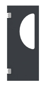 Frontansicht von HÖRMANN Kunststoff-Pendeltür mit Lichtausschnitt halbrund