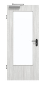 Frontansicht von GARANT Rauchschutztür Authentic Grigio CePaL mit Lichtausschnitt LA-DIN