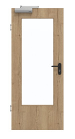 Frontansicht von GARANT Rauchschutztür Authentic Risseiche CePaL mit Lichtausschnitt LA-DIN