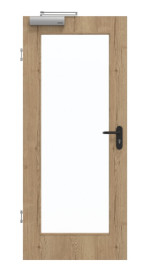 Frontansicht von GARANT Rauchschutztür Authentic Risseiche CePaL mit Lichtausschnitt LA-2