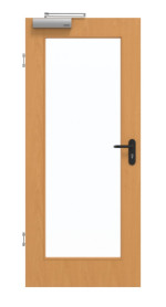 Frontansicht von GARANT Rauchschutztür Buche Exklusiv CePaL mit Lichtausschnitt LA-2