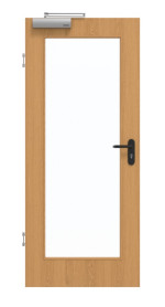Frontansicht von GARANT Rauchschutztür Eiche Premium CePaL mit Lichtausschnitt LA-2