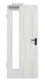 Frontansicht von GARANT Rauchschutztür Authentic Grigio GCK08 mit Lichtausschnitt LA-4 bandseitig