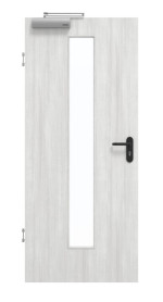 Frontansicht von GARANT Rauchschutztür Authentic Grigio GCK08 mit Lichtausschnitt LA-4 mittig