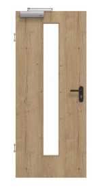 Frontansicht von GARANT Rauchschutztür Authentic Risseiche CePaL mit Lichtausschnitt LA-4 mittig