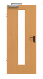 Frontansicht von GARANT Rauchschutztür Buche Exklusiv CePaL mit Lichtausschnitt LA-4 mittig