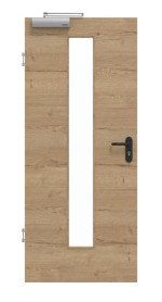 Frontansicht von GARANT Rauchschutztür Quer Authentic Risseiche CePaL mit Lichtausschnitt LA-4 mittig