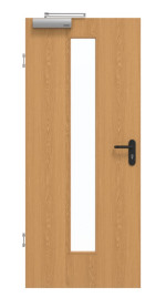 Frontansicht von GARANT Rauchschutztür Eiche Premium CePaL mit Lichtausschnitt LA-4 mittig