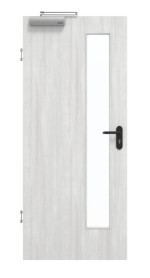 Frontansicht von GARANT Rauchschutztür Authentic Grigio CePaL mit Lichtausschnitt LA-4 schlossseitig