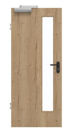 Frontansicht von GARANT Rauchschutztür Authentic Risseiche CePaL mit Lichtausschnitt LA-4 schlossseitig