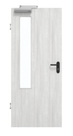 Frontansicht von GARANT Rauchschutztür Authentic Grigio CePaL mit Lichtausschnitt LA-5 bandseitig