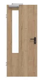 Frontansicht von GARANT Rauchschutztür Authentic Risseiche CePaL mit Lichtausschnitt LA-5 bandseitig