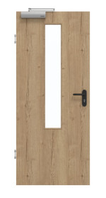 Frontansicht von GARANT Rauchschutztür Authentic Risseiche CePaL mit Lichtausschnitt LA-5 mittig