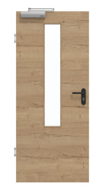 Frontansicht von GARANT Rauchschutztür Quer Authentic Risseiche CePaL mit Lichtausschnitt LA-5 mittig