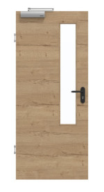 Frontansicht von GARANT Rauchschutztür Quer Authentic Risseiche CePaL mit Lichtausschnitt LA-5 schlossseitig