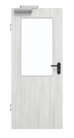 Frontansicht von GARANT Rauchschutztür Authentic Grigio CePaL mit Lichtausschnitt LA-6