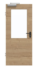 Frontansicht von GARANT Rauchschutztür Quer Authentic Risseiche CePaL mit Lichtausschnitt LA-6