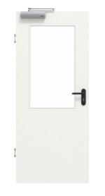Frontansicht von GARANT Rauchschutztür Weißlack 9016 mit Lichtausschnitt LA-6