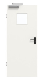 Frontansicht von GARANT Rauchschutztür Weißlack 9016 mit Lichtausschnitt LA-7