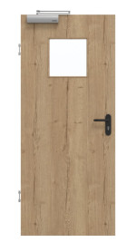 Frontansicht von GARANT Rauchschutztür Authentic Risseiche CePaL mit Lichtausschnitt LA-8