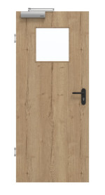 Frontansicht von GARANT Rauchschutztür Authentic Risseiche CePaL mit Lichtausschnitt LA-9