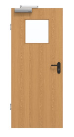 Frontansicht von GARANT Rauchschutztür Eiche Premium CePaL mit Lichtausschnitt LA-9