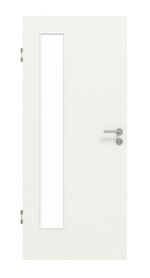 Frontansicht von GARANT Schallschutztür Weißlack 9016 mit Lichtausschnitt LA-4 bandseitig